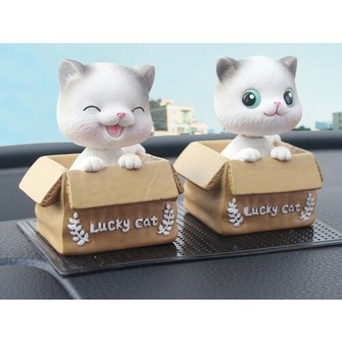 Car Dashboard Decor Toys Shaking Head Cute Kitten Wobble Bobblehead Dog Nodding Cat Car Ornaments Home Decor Accessory Gifts