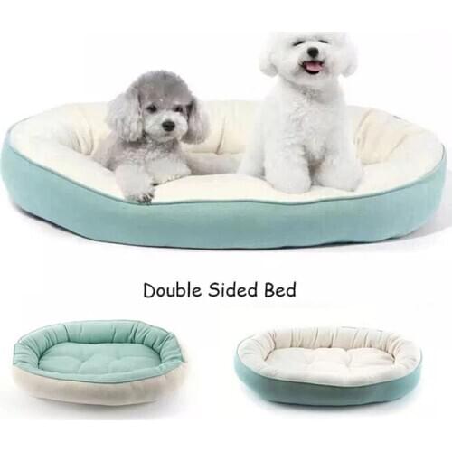 Double Sided Pet Dog Bed Cushion Soft Winter Warm Padded Cat Baskets Kennel Cute Small Medium Pets Sleeping Mat Puppy Nest