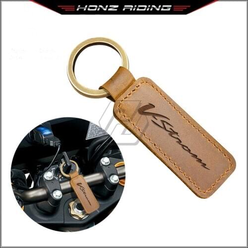 For Suzuki V-Strom 250 650 1000 1000XT Motorcycle Cowhide Keychain Key Ring