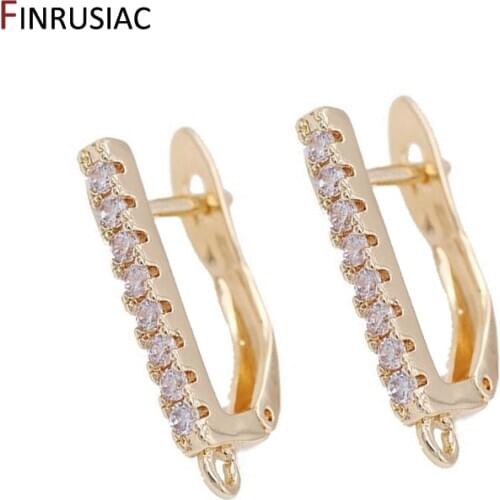 Creative Zircon Earring Hooks Clasps For Women Earrings Jewellery Making 14k Gold Plated Earwire Earring Hook Findings