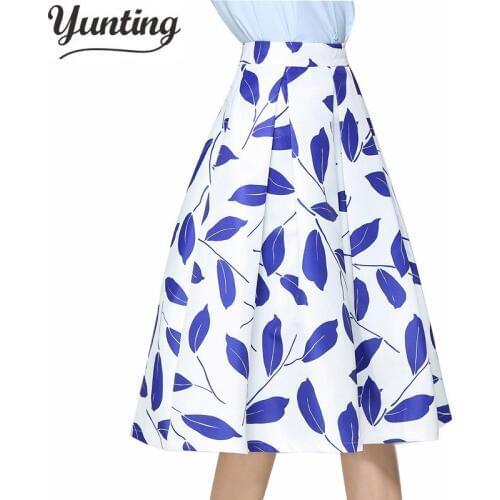 Summer Skater Skirt Vintage Charm Lady Multi Flowers Print Pleated Midi Office Skirt Tutu Elegant Womens Skirts Saia