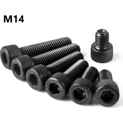 M14 Bolt 12.9 Grade Alloy Steel Black Hexgon Socket Screw M14*25 30 40 80 90 100 110 120 130 140 150mm Balck Screw Full Thread