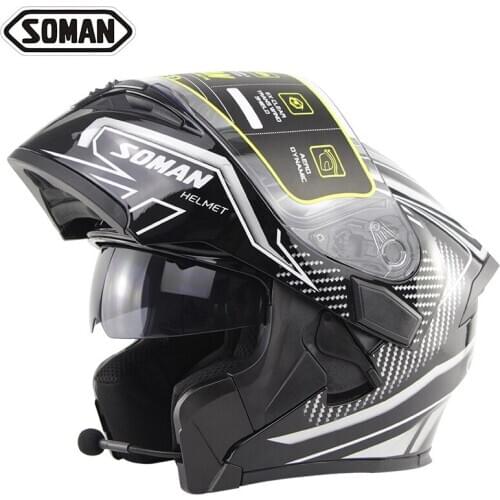 Motorcycle double lens uncovering helmet high sound Bluetooth headset male and female safety helmet Bluetooth helmet