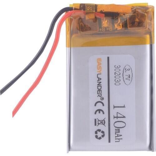 302030 140mah 3.7V mp3 Player Mp4 Bluetooth Speaker Car Video Recorder GPS DVR Locator Batteries Lithium Polymer Toys