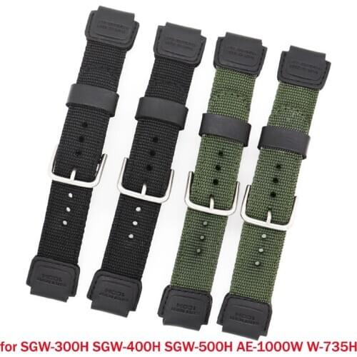 Nylon Leather Strap Watchband for Casio G-shock AQ-S810 SGW-400H SGW-300H Sport Canvas Men Replacement Band Watch Accessories