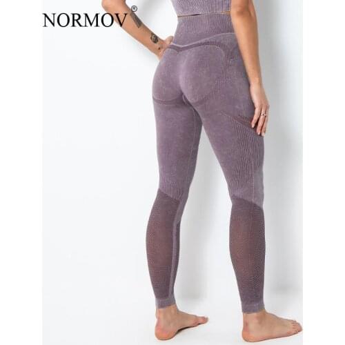 NORMOV Leggings Women High Waist Push Up Elasticity Net Yarn Leggings Fitness Sport Gym Workout Hollow Out Leggings