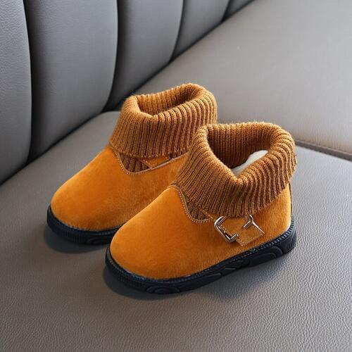 2020 New Girls Leather Boots Fashion Toddler Kids Snow Boots Soft Non-slip Spring Autumn Children Casual Shoes Warm Winter Boot