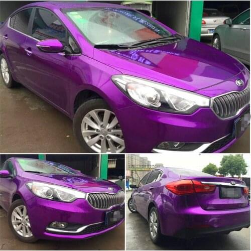 Premium Super Gloss Metallic Purple Vinyl Car Wrap Film Roll with Air Release Bubble Free Self Adhesive Sticker