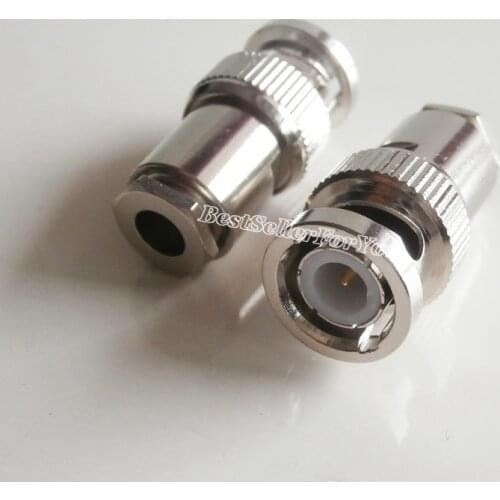 10Pcs/SET RF Connector BNC Q9 Male Plug Clamp RG58 RG142 LMR195 RG400 Cable Straight CCTV