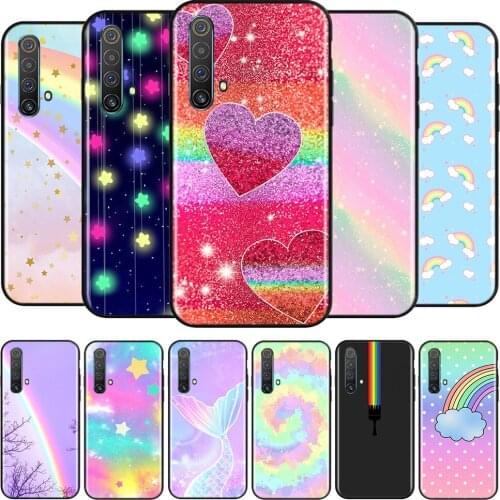 Rainbow Star Bling Glitter Silicone Cover For Realme V15 X50 X7 X3 Superzoom Q2 C11 C3 7i 6i 6s 6 Global Pro 5G Phone Case