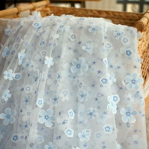 Mesh Embroidery 3d Lace Fabric Three-Dimensional Applique Fabrics By The Meter Tulle Needlework