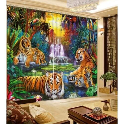 Kids Room Curtains Modern Fashion Printing tiger forest Curtain Living Room Bedroom Window Curtain