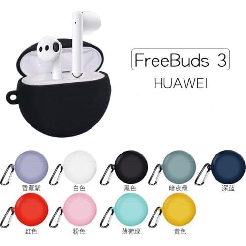 Silicone case For huawei free buds3 Bluetooth Earphone soft Silicone Protective Case with Anti-lost Buckle