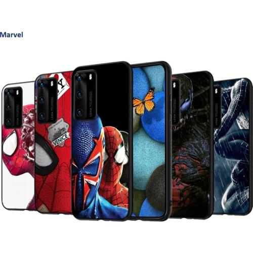 Silicone Black Cover Cool Spider Man For Huawei P50 P40 P30 P20 Pro P10 P9 Lite E Plus 2016 Black TPU Phone Case