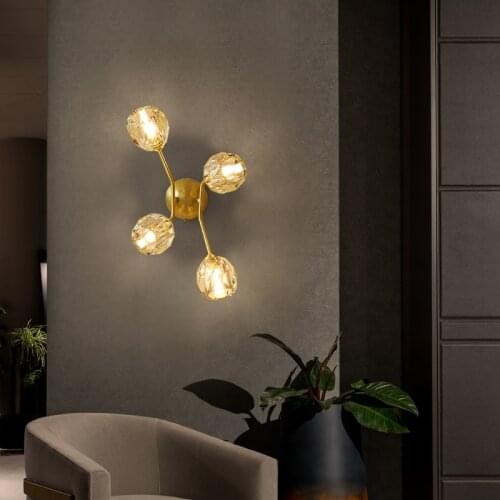 Nordic LED wall lamp bedroom bedside lamp modern crystal wall lamp living room background wall light corridor aisle lamp CL40905