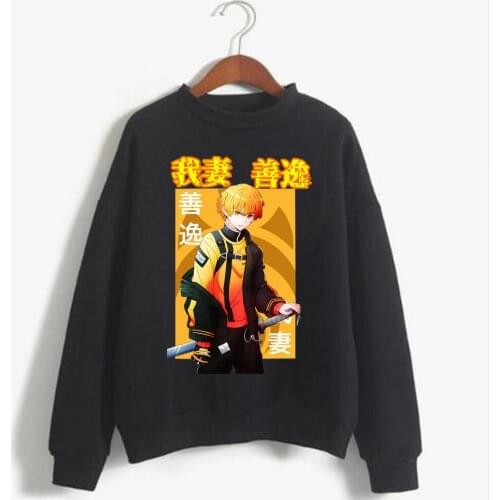 Kimetsu No Yaiba Print Sweatshirt Japanese Anime Demon Slayer Casual Sweatshirts Hoodie Cool Agatsuma Zenitsu Loog Sleeve Autumn