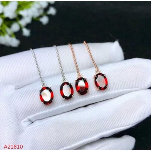 KJJEAXCMY fine jewelry 925 pure silver, natural garnet, earrings, jewelry