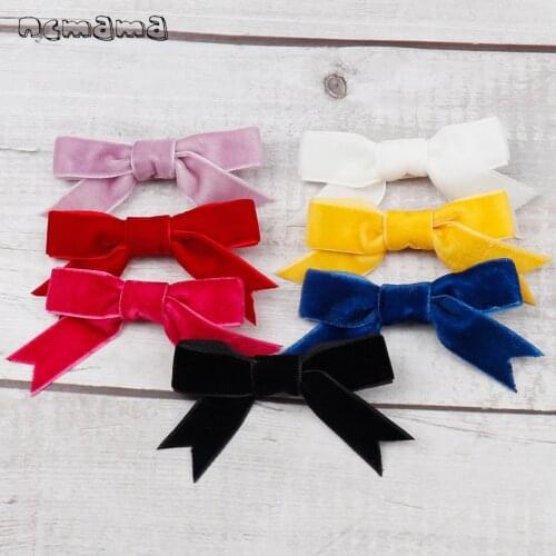 Ncmama Hair Accessories Hair Clips For Girls Velvet Hair Bows Kids 2 Pcs/lot 3" Swallowtail Barrettes Hairgrips Hair Accessories