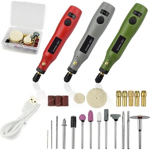 1Set Durable Cordless Rotary Tool Set USB Multi-purpose Power Tool Grinder Sander Drill Electric Drills for Removing Polishing
