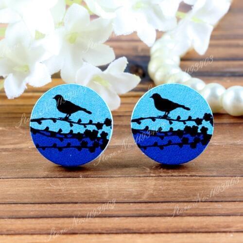 16mm Birds Round High Quality Photo Wood Laser Cut Cabochon to make Rings, Earrings, Bobby pin,Necklaces, Bracelets