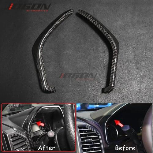 2pcs Real Dry Carbon Fiber For Ford F150 F-150 Raptor 2017-2020 Car Accessories Dashboard Speedometer Instrument Strip Trim