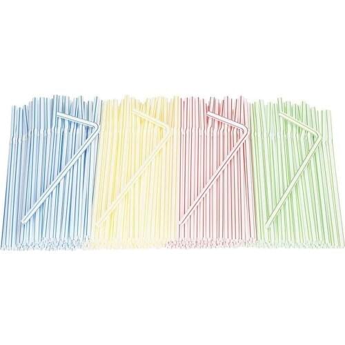 300 Pack Disposable Straws Flexible Plastic Straws Striped Multi Color Rainbow Drinking Straws Bendy Straw Bar Accessories