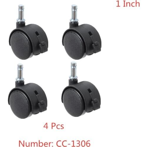 4 Pcs/Lot 1 Inch Small Wheel Nylon Stick Universal With Brake Electrical Caster Furniture Plastic