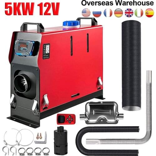 5kw 12V Car Diesel Air Heater Parking Heater Silencer For Trucks Motor-Homes Boats Bus With LCD key Switch Remote
