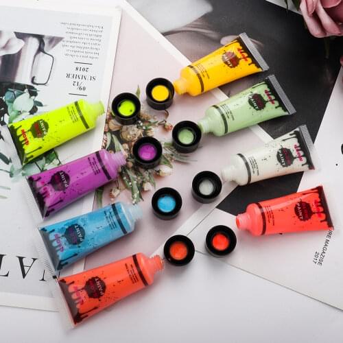 8pcs/set face Paint Fluorescent Pigments UV Color Makeup Facial Body Painting Halloween make up Cosplay Glow In The Dark