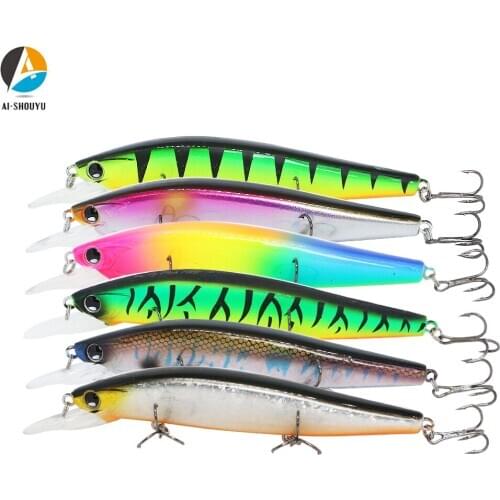 AI-SHOUYU New Minnow Fishing Lures 115mm/15.5g Suspending Hard Bait with 3 Treble Hook Crankbait Wobbler Fishing Tackle Leurre