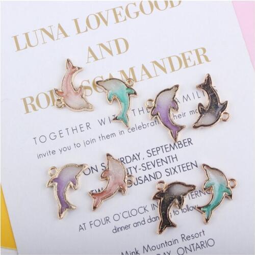 Glitter Dolphins Pendant Delicate Cute Animal Korean Charms DIY Accessories For Handmade Women Jewelry Necklace Bracelets