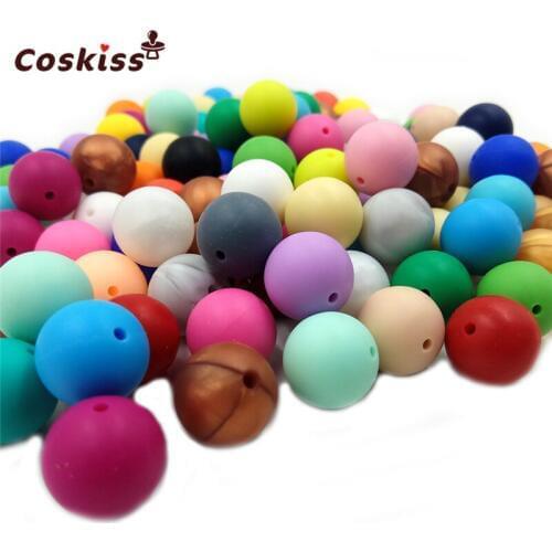 10pc Natural Silicone Beads Round 15MM Chew Nursing Beads Charm Necklace Pendant BPA Free Baby Silicone Teething Teether Toys