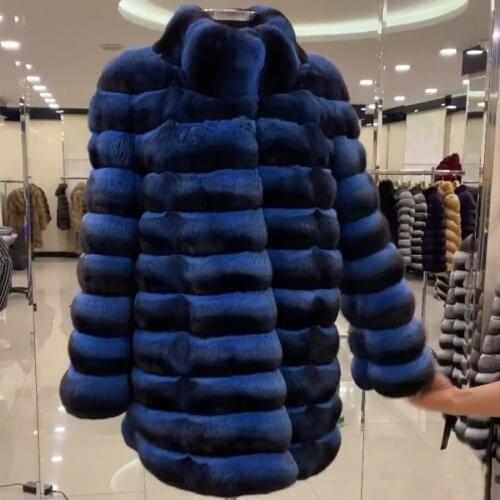 CNEGOVIK Fur Coat Women Rex Rabbit Fur Jacket Mid-Long Outwear 2020 New Design High Quality Fast Shipping Customize