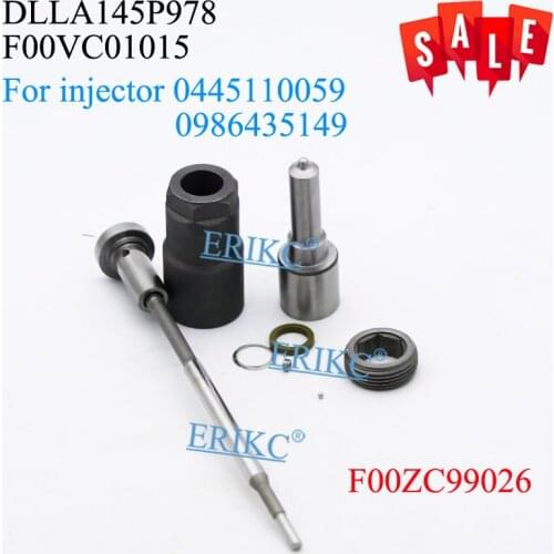 ERIKC F00ZC99026 Injector Overhaul Repair Kits F 00Z C99 026 Nozzle DLLA145P978 Valve F00VC01015 for Chrysler Jeep 0445110059