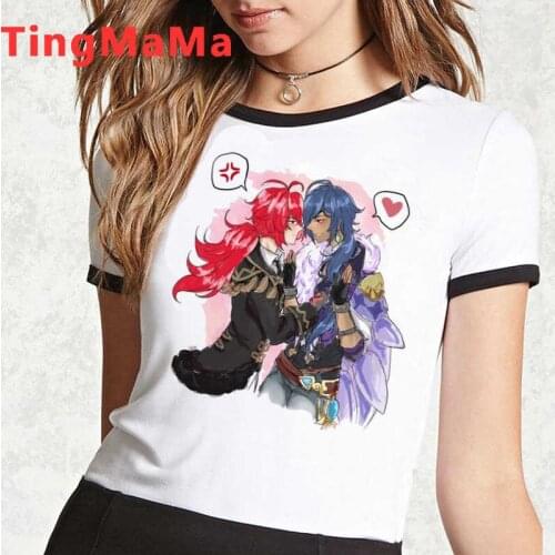 Genshin Impact Keqing summer top male casual grunge vintage graphic tees tshirt harajuku