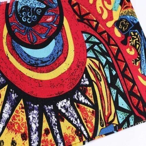 140cm Width African Print Red Sun Cotton Linen Fabric DIY sewing Upholstery Crafts Tissue Dressmaking Linen Material Home Decor