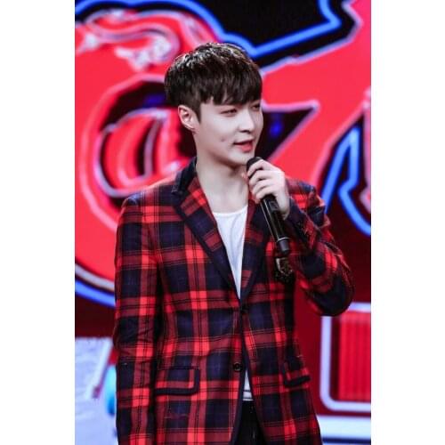 Stars same red plaid suit male singer and host stage performance clothing mens group combined clothing coat jacket jogging