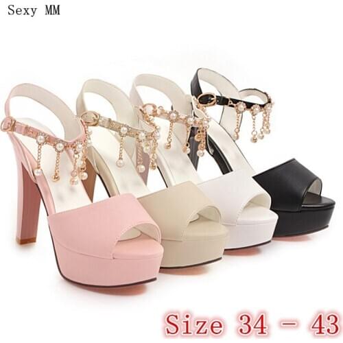 Summer Pumps Women High Heels Party Wedding Shoes Platform Gladiator Sandals Woman High Heel Shoes Plus Size 34 - 40 41 42 43