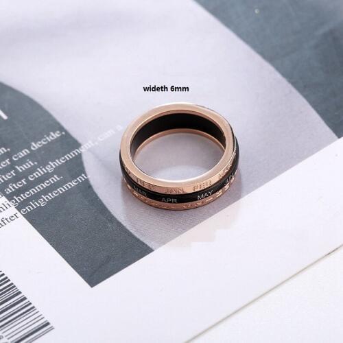 Fashion Face Titanium Steel Ring Rotating Calendar Rome Number Ring Rose Gold Hot selling Rings
