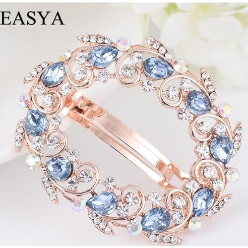EASYA Fashion Metal Hair Ornaments Gold Color Rhinestone Crystal Hairwear Hairpin Clips Fashion Sparkling Hair Accessories