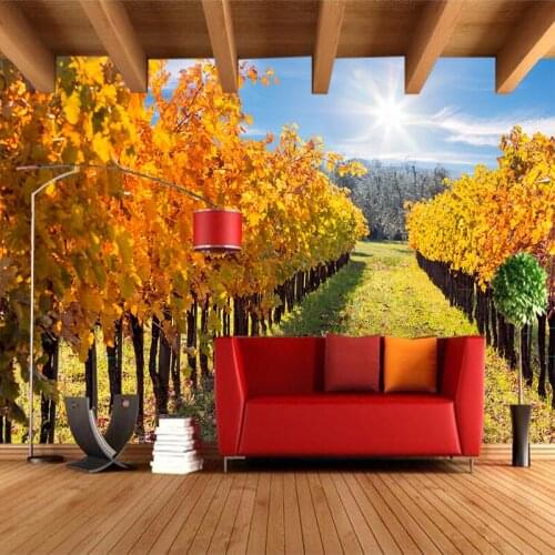 Custom any size 3D wall mural wallpapers Modern fashion Tree-lined trail, golden leaves 3D Perspective Wall Sticker YBZ091