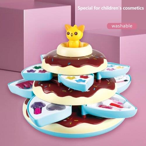 Girls' Makeup Toy Set With 3-tier Donut Box Baby Kids Pretend Make Up Play House Toy Princess Dress Up Princess Girls Gift New