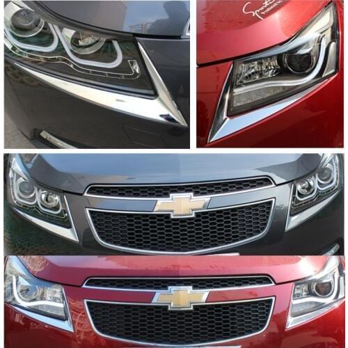 2 Pcs/Set ABS Chrome Headlight Trim Sticker Lamp Eyebrow Cover Decoration Strip Stickers for Chevrole Cruze Sedan Hatchback