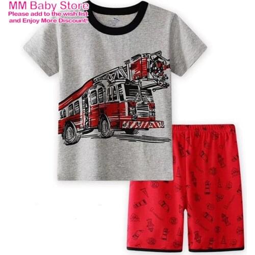 New Casual Kids Clothes 2 Piece Set Clothing Red Cool Boy T-shirt + Shorts Clothing Boys Cartoon Children Baby Clothes 1-7Years