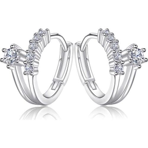 Wholesale Fashion Jewelry 2017 New Shiny Zircon 925 Sterling Silver Stud Earrings for Women Jewelry Christmas Gift Drop Shipping