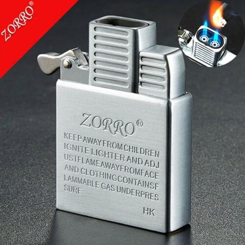 Original ZORRO Brass Stainless Steel Replacement Lighter Inner Insert.Butane Gas Two JET FLAME Igniter.Smoking Accessories DIY