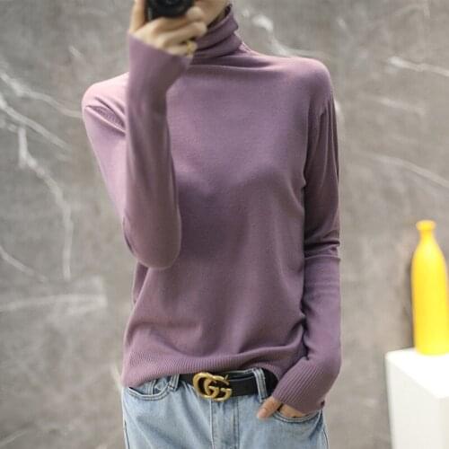 Autumn Winter Buttoming Sweater Women Knitted Ribbed Pullover Solid Slim Turtleneck Slim Jumper Soft Warm Pull Femme Sweater Top