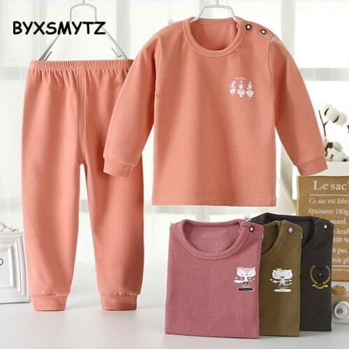 Autumn Winter Sleep Clothing Childrens Sleepwear Suits Boy Girl Pajama Set Double-sided Velvet Clothes 2 piece Pijama For 1-8T