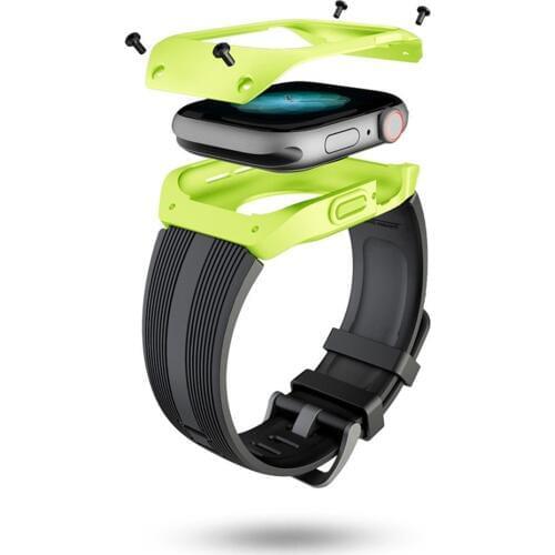 PC Protective Case with Silicone Strap for Apple Watch Band Series SE/6/5/4/3 for iWatch 44/40/42/38MM Shockproof Sport Bracelet