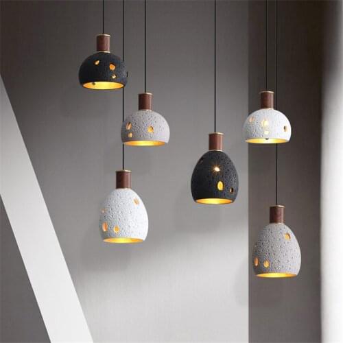 Industrial cement iron small pendant lights Nordic bedroom bedside bar lamp honeycomb lights restaurant kitchen hanging lights